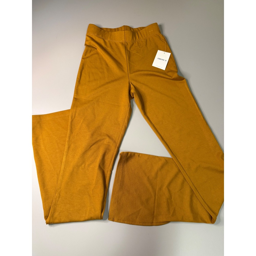 Forever 21 Mustard Yellow High Waisted Flare Leggings Bell Bottom Pants Small